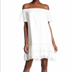 Rebecca Taylor 6 Dress White Off Shoulder Eyelet